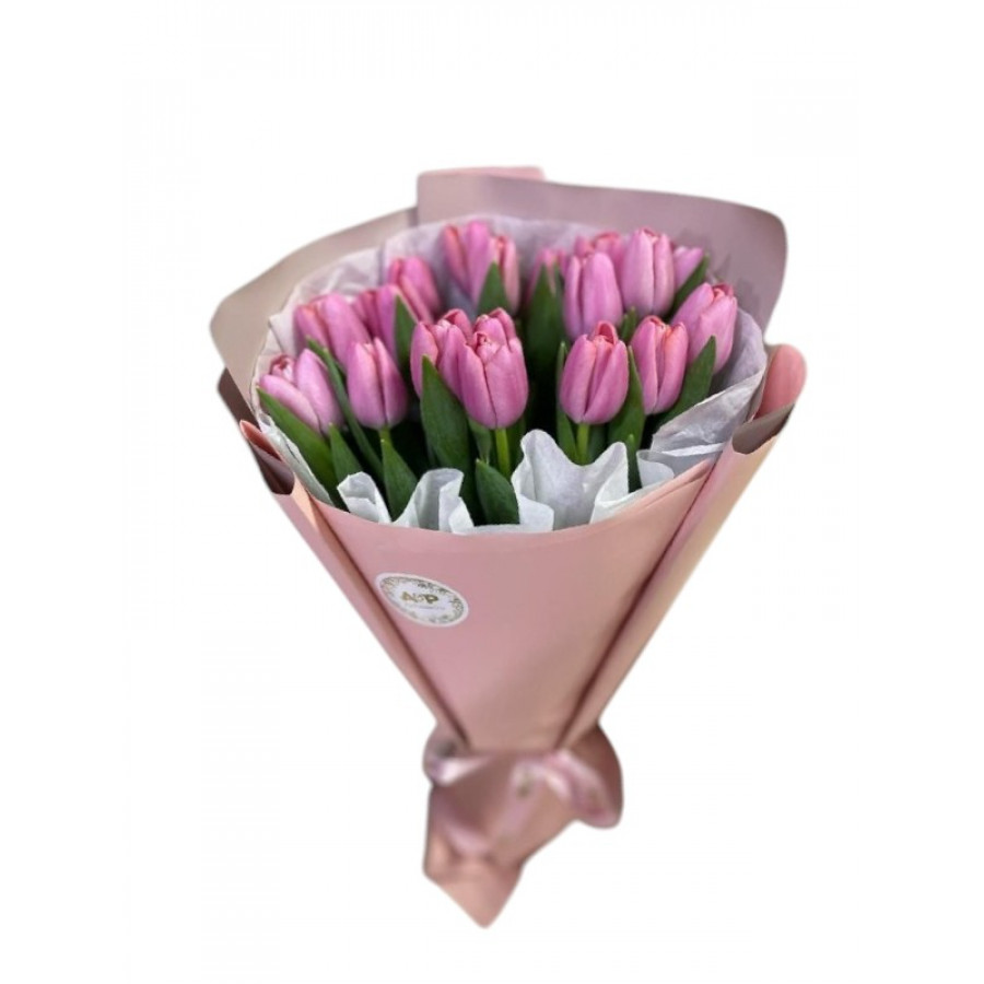 19 розовых тюльпанов 