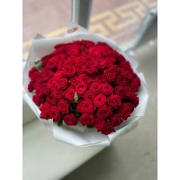 101 роза 50 см красная