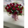 Коробка с цветами  21  роза  красная 