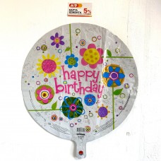 Фольгированный шар "Happy Birthday" с цветами