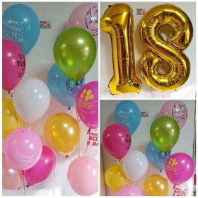 Композиция из шаров-цифр и водопадов на 18 лет!