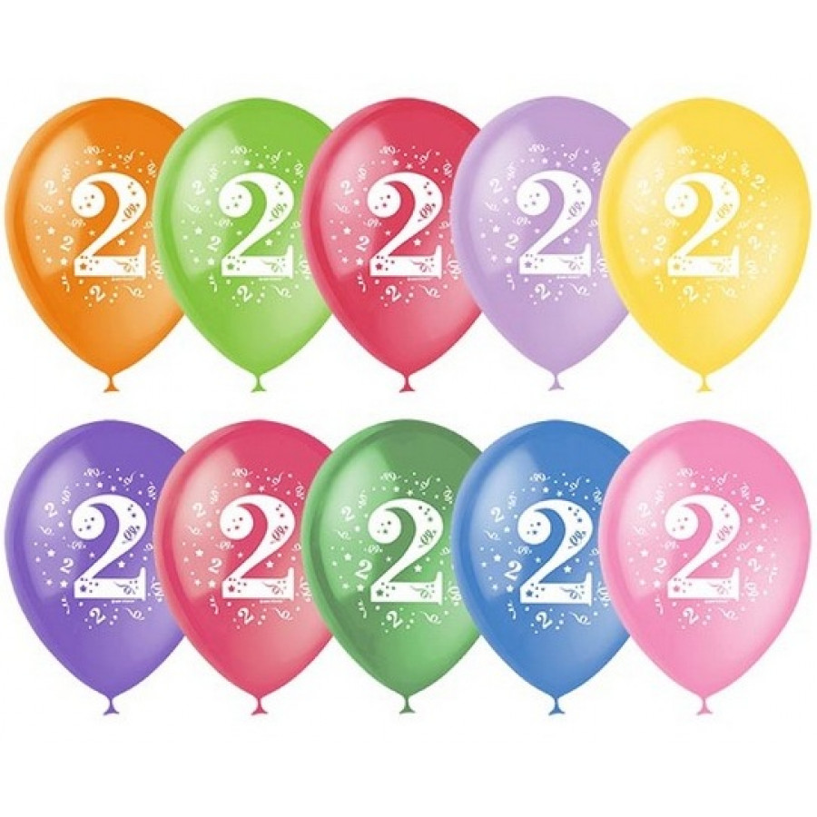 Шар 12"/30 См. Цифра два, ассорти, пастель