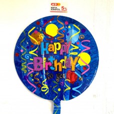 Синий фольгированный шар "Happy Birthday"