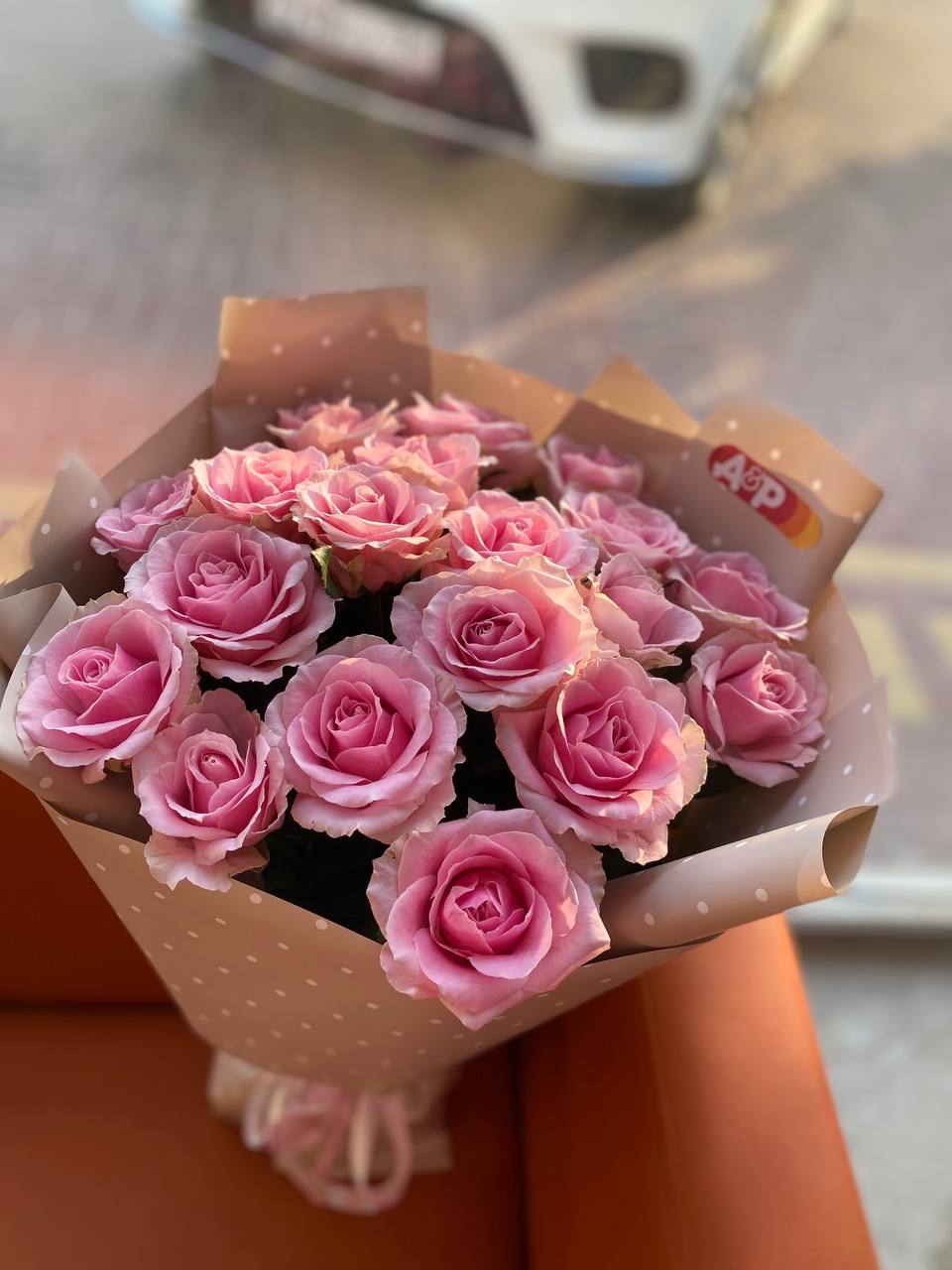 Букет 19 роз пинк 50 см