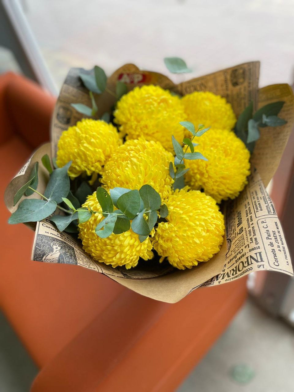 Хризантема желтая 7шт. Букет желтых хризантем 60 см.