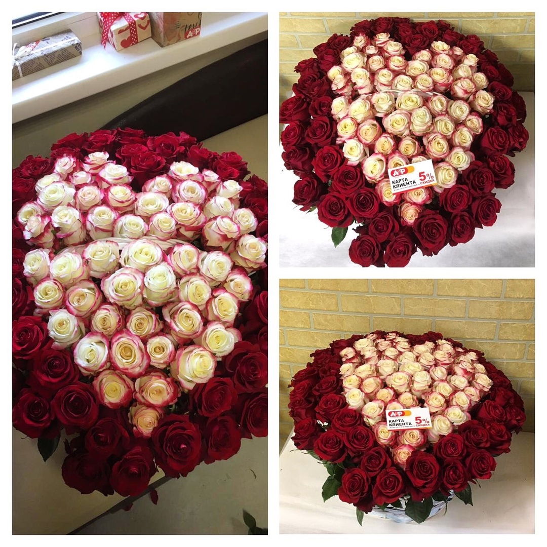 101 роза в корзине!