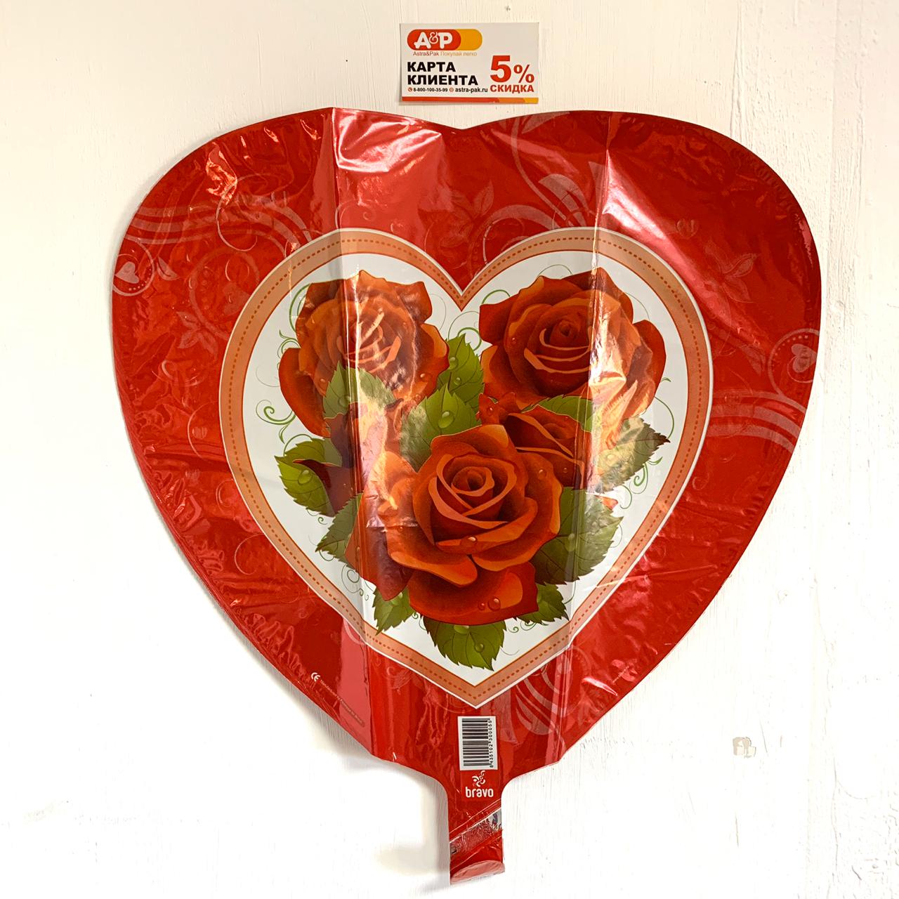 Фольгированный шар-сердце с розами.