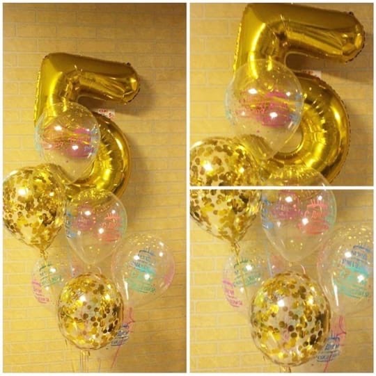 Композиция из цифры 5 и латексных шаров!