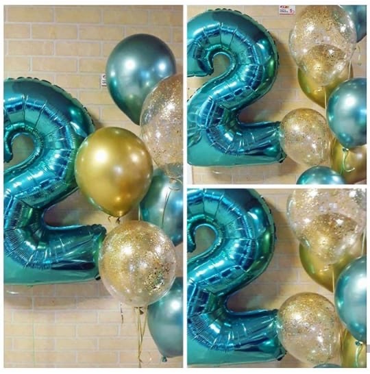 Композиция из шара-цифры и водопада на 2 года!