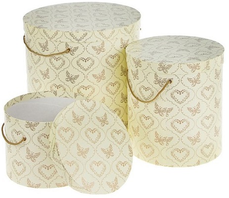 Коробки Шляпные цветные с ручкой набор 3 шт.