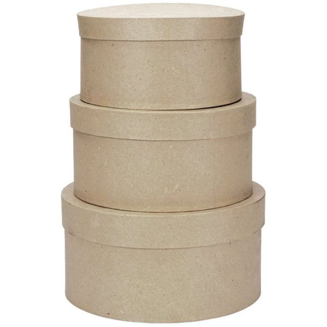 Коробки Шляпные крафт с ручкой набор 3 шт.