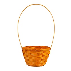 Корзина плетеная (бамбук), D13xH9.5/28 см (Оранжевый светлый)