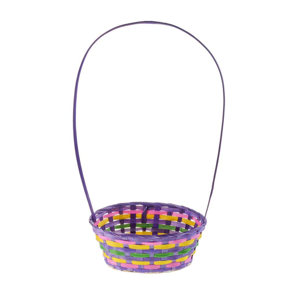 Корзина плетеная (бамбук), D26xH11/48 см (Фиолетовый)