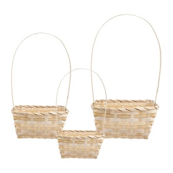 Набор корзин плетеных (бамбук), 13x13xH7/30 см, 17x17xH8/31 см, 19x19xH9/32 см, 3 шт. (Натуральный)