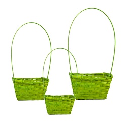 Набор корзин плетеных (бамбук), 13x13xH7/30см, 17x17xH8/31см, 19x19xH9/32см, 3 шт. (Зеленый)
