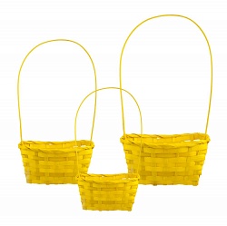 Набор корзин плетеных (бамбук), 13x13xH7/30см, 17x17xH8/31см, 19x19xH9/32см, 3 шт. (Желтый)
