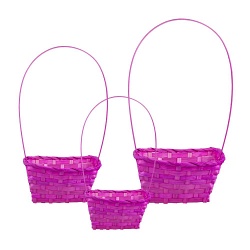Набор корзин плетеных (бамбук), 13x13xH7/30см, 17x17xH8/31см, 19x19xH9/32см, 3шт. (Розовый)