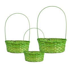 Набор корзин плетеных (бамбук), 22х18xH10/34 см, 24х19xH10/36 см, 27х21xH10/38 см, 3 шт. (Зеленый)