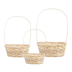 Набор корзин плетеных (бамбук), 22х18xH10/34см, 24х19xH10/36см, 27х21xH10/38см, 3шт. (Натуральный)