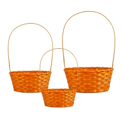 Набор корзин плетеных (бамбук), 22х18xH10/34см, 24х19xH10/36см, 27х21xH10/38см, 3шт. (Оранжевый)