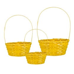 Набор корзин плетеных (бамбук), 22х18xH10/34см, 24х19xH10/36см, 27х21xH10/38см, 3шт. (Желтый)