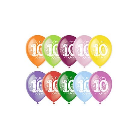 Шар 12"/30 См. Цифра десять, ассорти, пастель