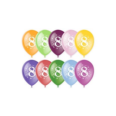 Шар 12"/30 См. Цифра восемь, ассорти, пастель