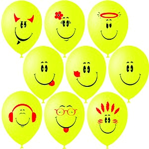 Шар 12"/30 См. Желтый смайлы, пастель