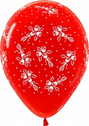 Шар (12''/30 см) Букеты, Красный, кристалл