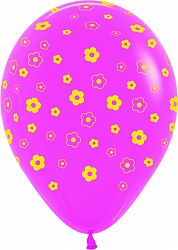 Шар (12''/30 см) Цветы, Фуше, пастель