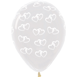 Шар (12''/30 см) Два сердца, Прозрачный, кристалл