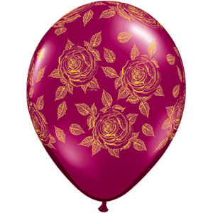 Шар (12''/30 см) Элегантные розы, Бургундия, кристалл