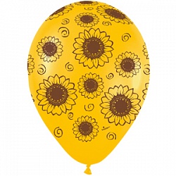 Шар (12''/30 см) Подсолнухи, Золотистый, пастель