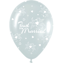 Шар (15''/38 см) Молодожены, Серебро, перламутр