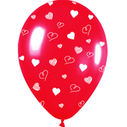 Шар (15''/38 см) Сердца, Красный, кристалл