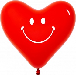 Шар Сердце (12''/30 см) Улыбка, Красный, кристалл.