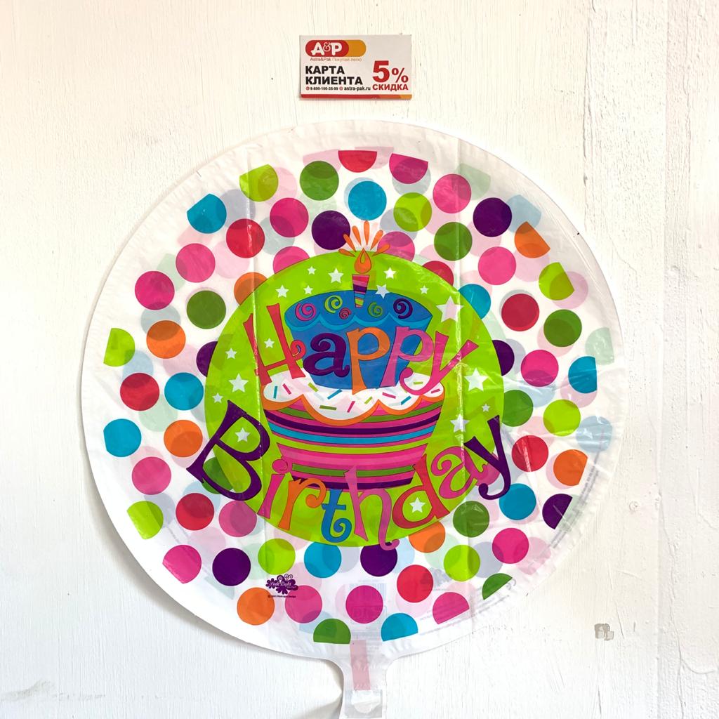 Шар разноцветный "Happy Birthday"