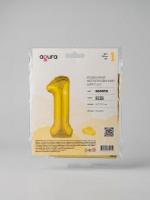 шар фольгированный Цифра, 1 с гелием, Золото, Slim, В упаковке,(15 порц). Agura