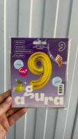 Шар (40"/102см) Цифра, 9, с гелием Золото, Slim, В упаковке, 1 шт. Agura